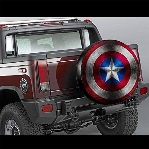 SDJGNSSDF Spare Tire Covers Captain America Shield Wheel Covers Rv Tire Covers Sun-Proof Weather-Proof for Jeep Trailer RV SUV Truck Camper Travel Trailer Accessories 14 15 16 17 Inch 