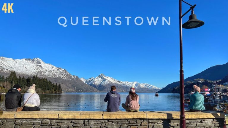 Queenstown City Centre Walk After First Snowfall of Winter 2022 | New Zealand Walking Tour 4K