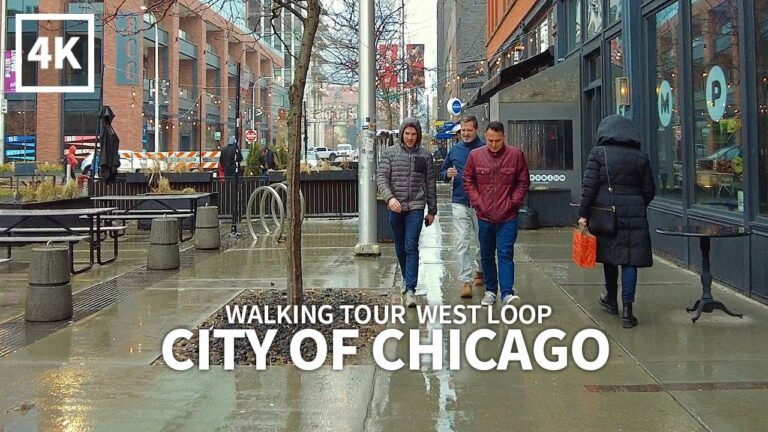 Rainy Day Walk in Downtown Chicago, West Loop Fulton & Fulton Market, Illinois, Rain & City Sounds