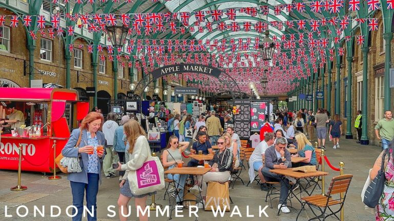 England, London City Summer Street Walking Tour 2023 | 4K HDR Virtual Walking Tour around the City